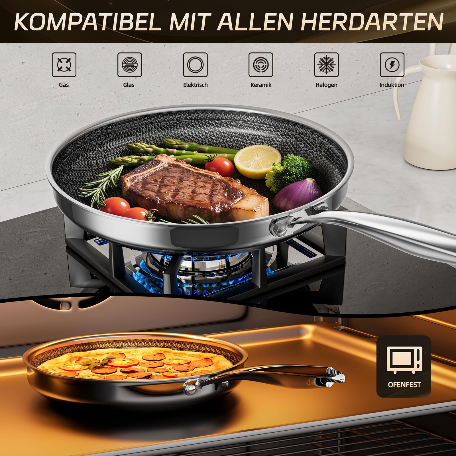 ZEROPAN Standard Bratpfanne auf Induktion, Gas und Ceran