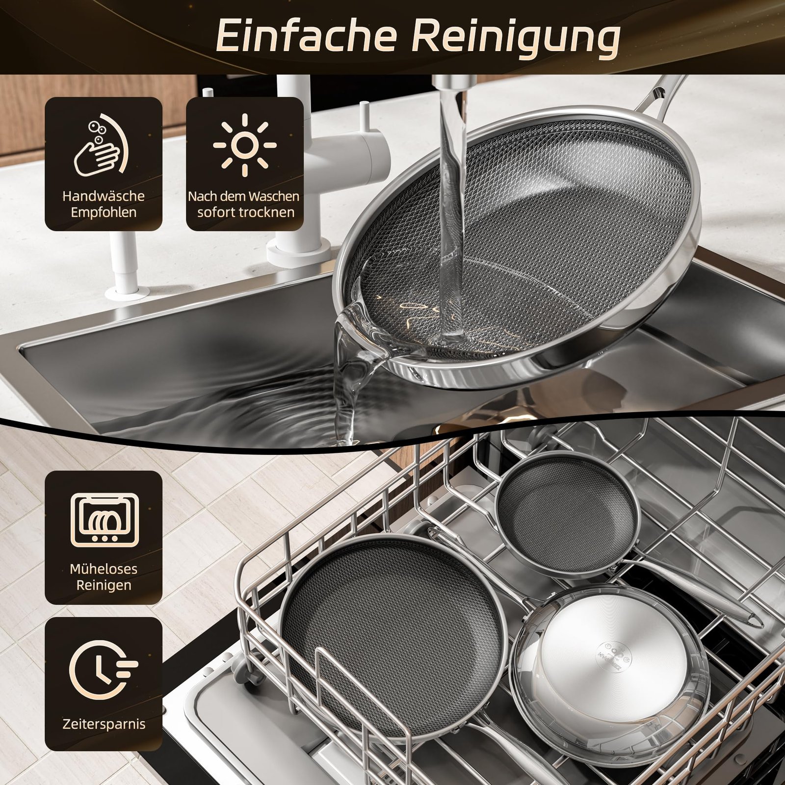 ZEROPAN Standard Bratpfanne beim Abspülen, spülmaschinenfest