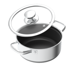 ZEROPAN Hybrid-Schmorpfanne aus Edelstahl mit Glasdeckel