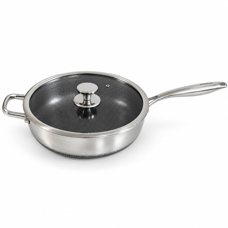 ZEROPAN Standard Schmorpfanne 30 cm mit Glasdeckel – Freisteller auf weißem Hintergrund