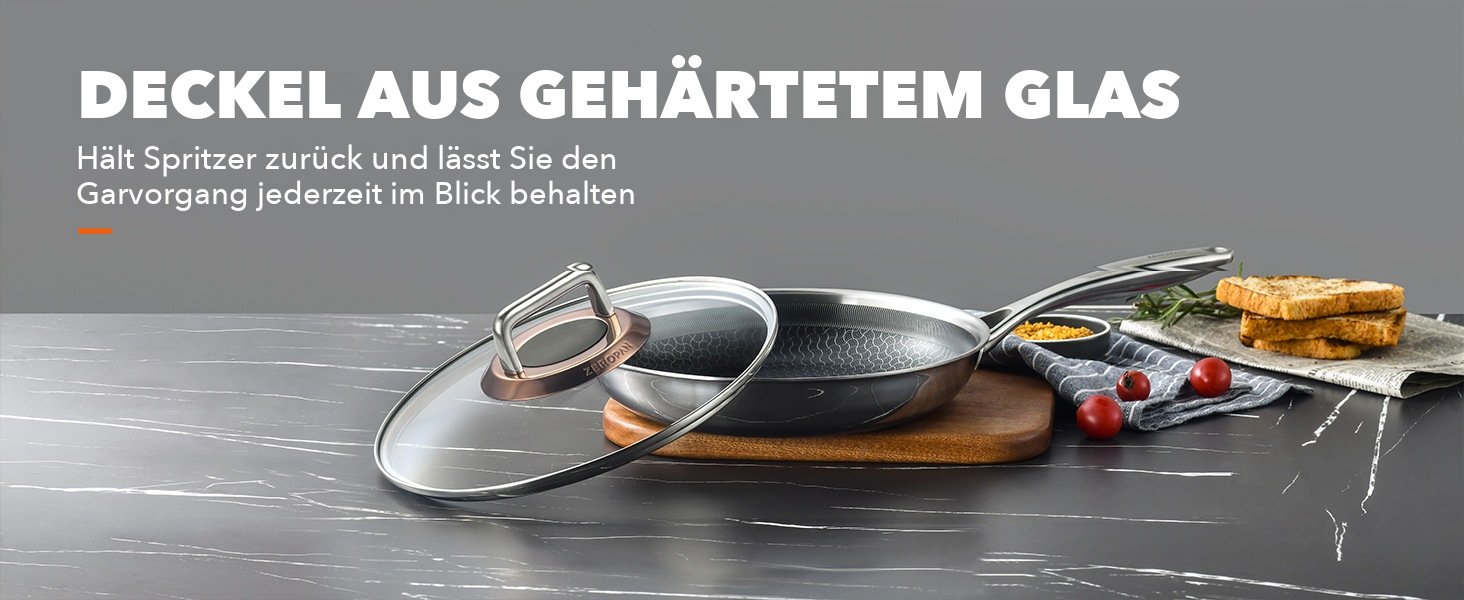 Transparenter Deckel aus gehärtetem Glas der ZEROPAN Bratpfanne
