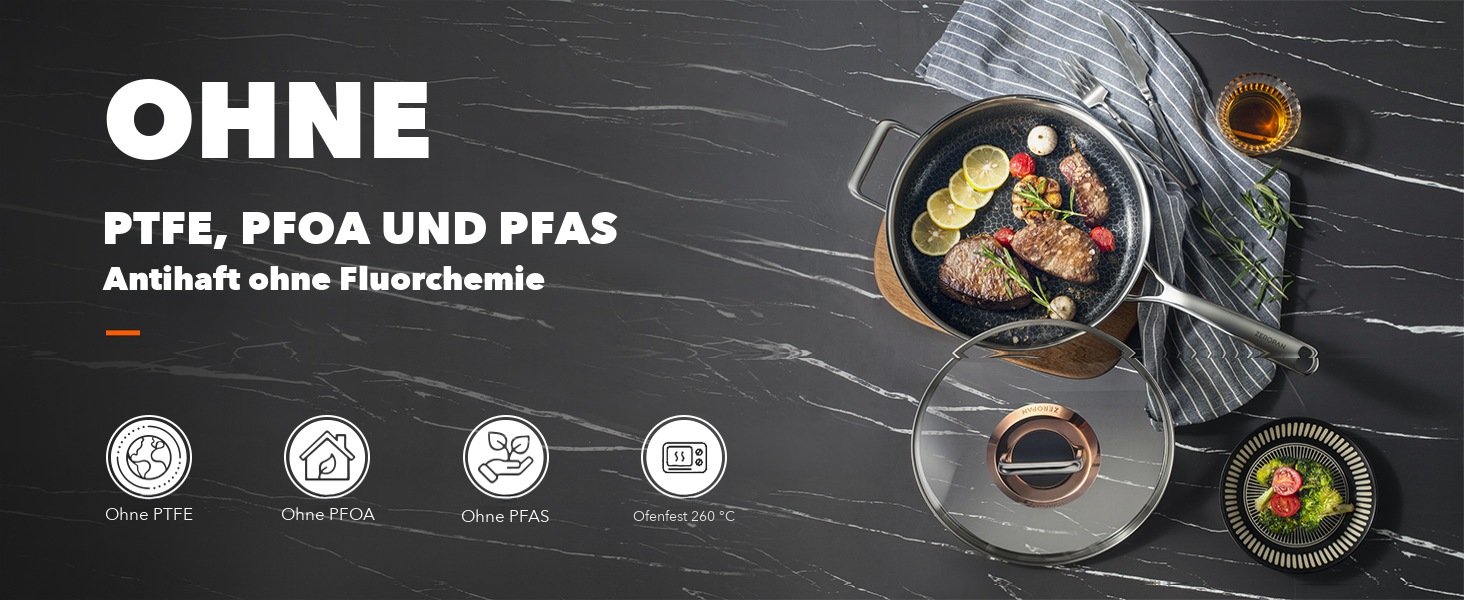 PTFE-, PFOA- und PFAS-freie Schmorpfanne von ZEROPAN