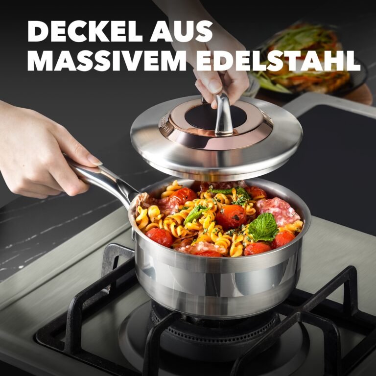 Deckel aus massivem Edelstahl der ZEROPAN Königtum Stielkasserolle beim Kochen