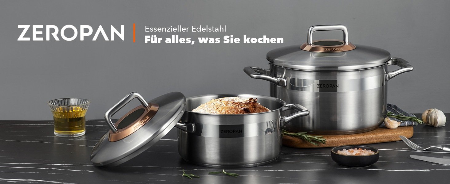 ZEROPAN Königtum Töpfe aus Edelstahl mit Kupferring am Deckel