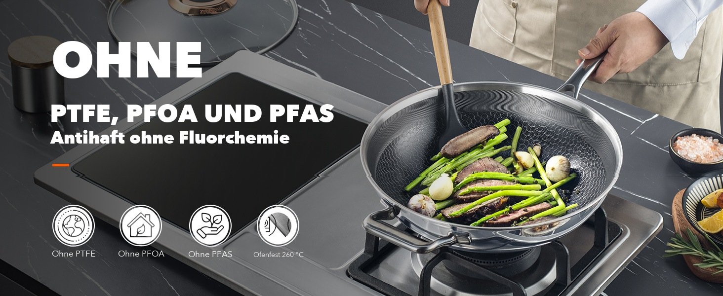 PTFE-, PFOA- und PFAS-freie Wokpfanne von ZEROPAN