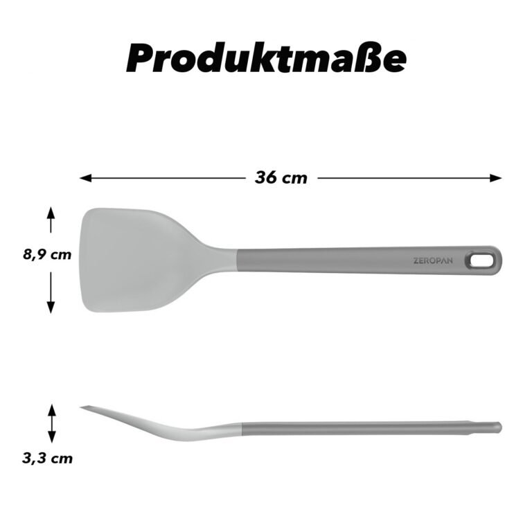 ZEROPAN Silikon-Pfannenwender – Produktmaße 36 × 8,9 × 3,3 cm
