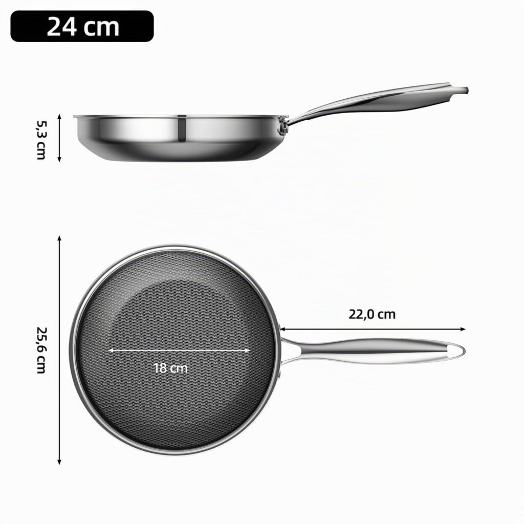 Maßangaben der ZEROPAN Standard Bratpfanne 24 cm