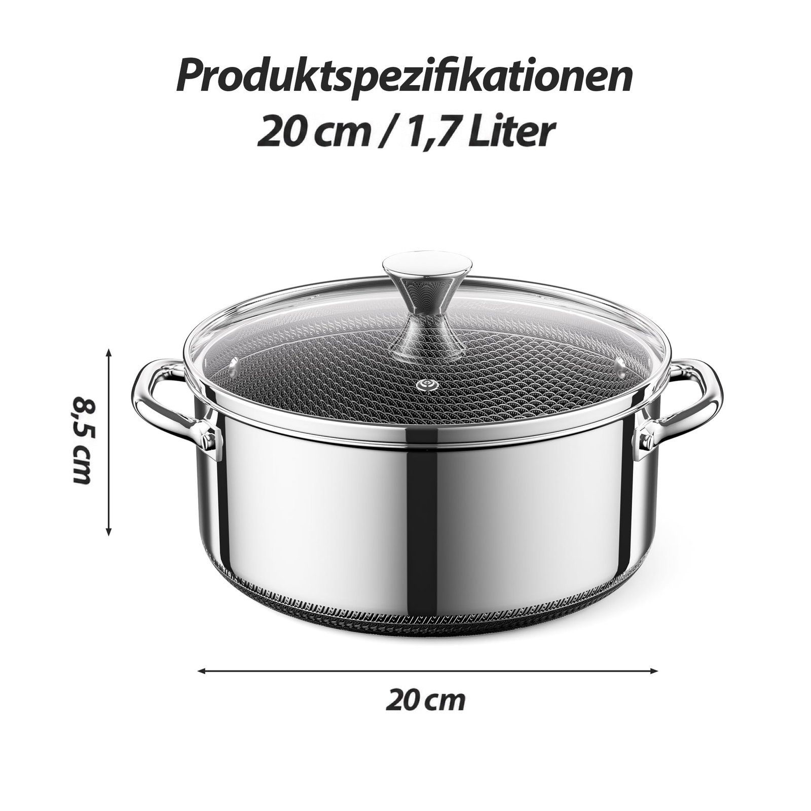 ZEROPAN Standard Kochtopf 20 cm – Maße: 20 cm, 1,7 Liter