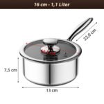 ZEROPAN Standard Stielkasserolle 16 cm – Maße: 16 cm, 1,1 Liter